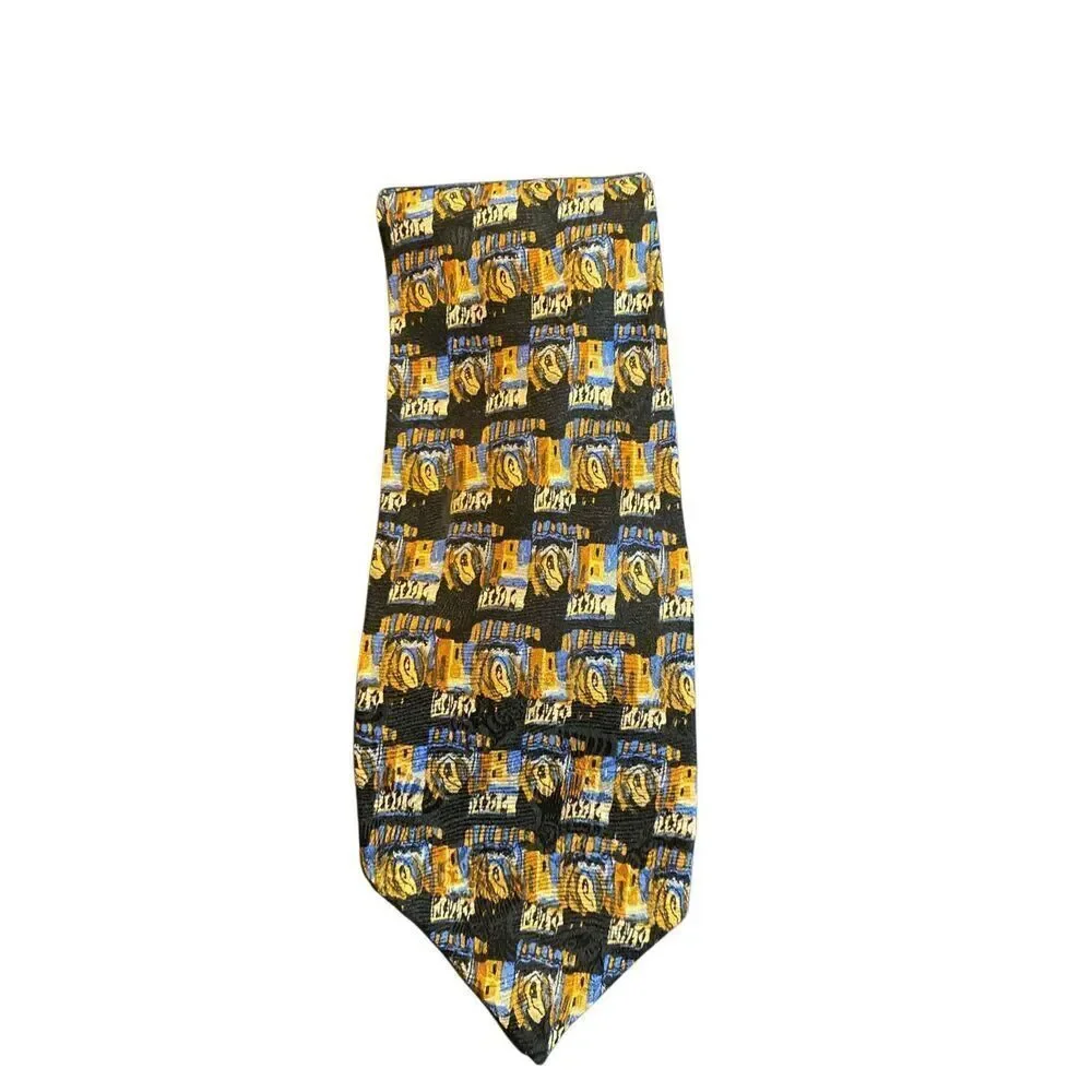 J. Garcia men’s navy beige, 100% silk vintage tie. 57
